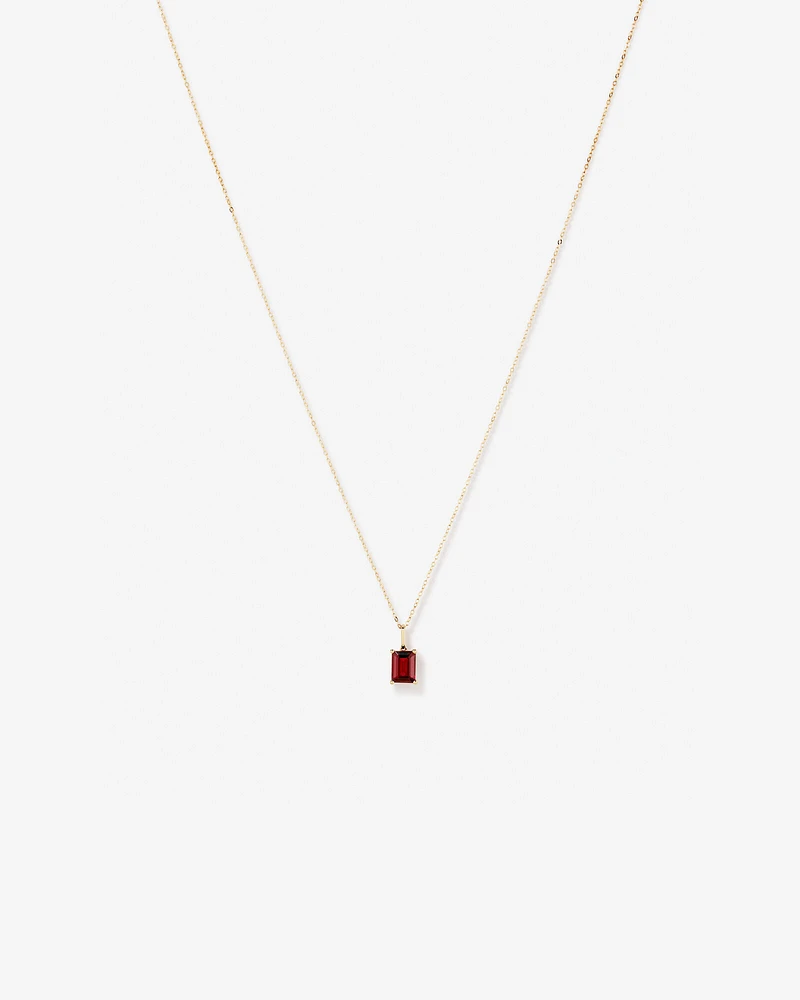 Emerald Cut Red Garnet Gemstone Pendant Necklace in 10kt Yellow Gold