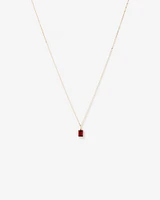 Emerald Cut Red Garnet Gemstone Pendant Necklace in 10kt Yellow Gold