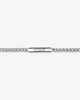 Men's Silver 21CM Curb ID Bracelet with 0.33 Carat TW of Black Diamonds