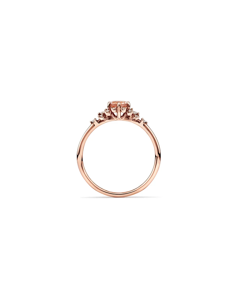 Ring with Morganite and 0.10 Carat TW of Diamonds in 10kt Rose Gold