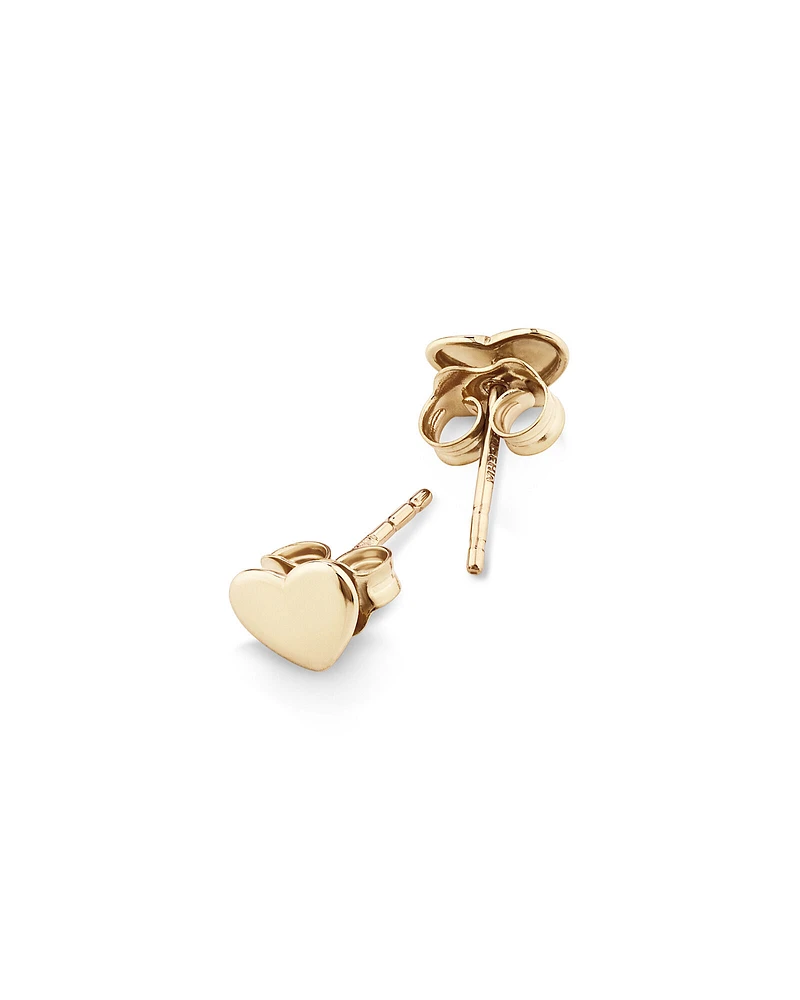 7mm Heart Stud Earrings In 10kt Yellow Gold