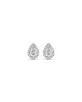 0.45 Carat TW Pear Diamond Halo Stud Earrings in 10kt White Gold