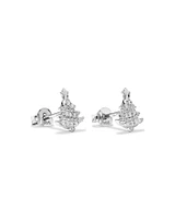 Cubic Zirconia Christmas Tree Stud Earrings in Sterling Silver