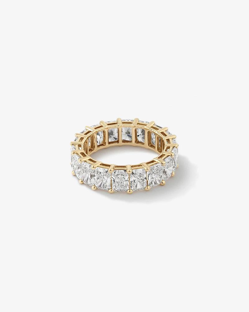 7.20 Carat TW Radiant Cut Laboratory-Grown Diamond Eternity Ring in 14kt Yellow Gold