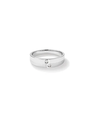 Bague en or blanc 10 K avec diamants pour homme