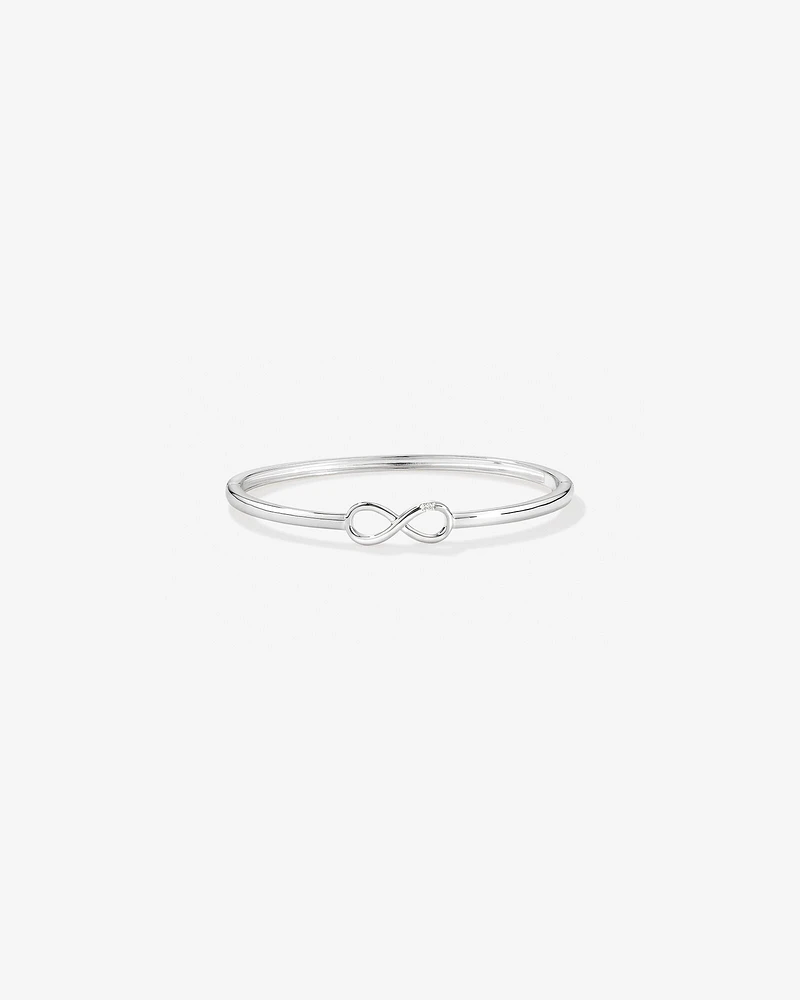 Diamond Accent Infinity Oval Hinge Bangle in Sterling Silver