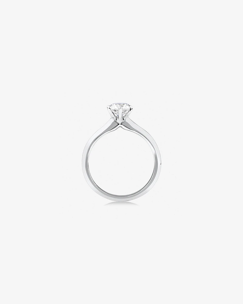 Bague de fiançailles à solitaire certifié en or blanc 14 K avec diamants totalisant 1 ct