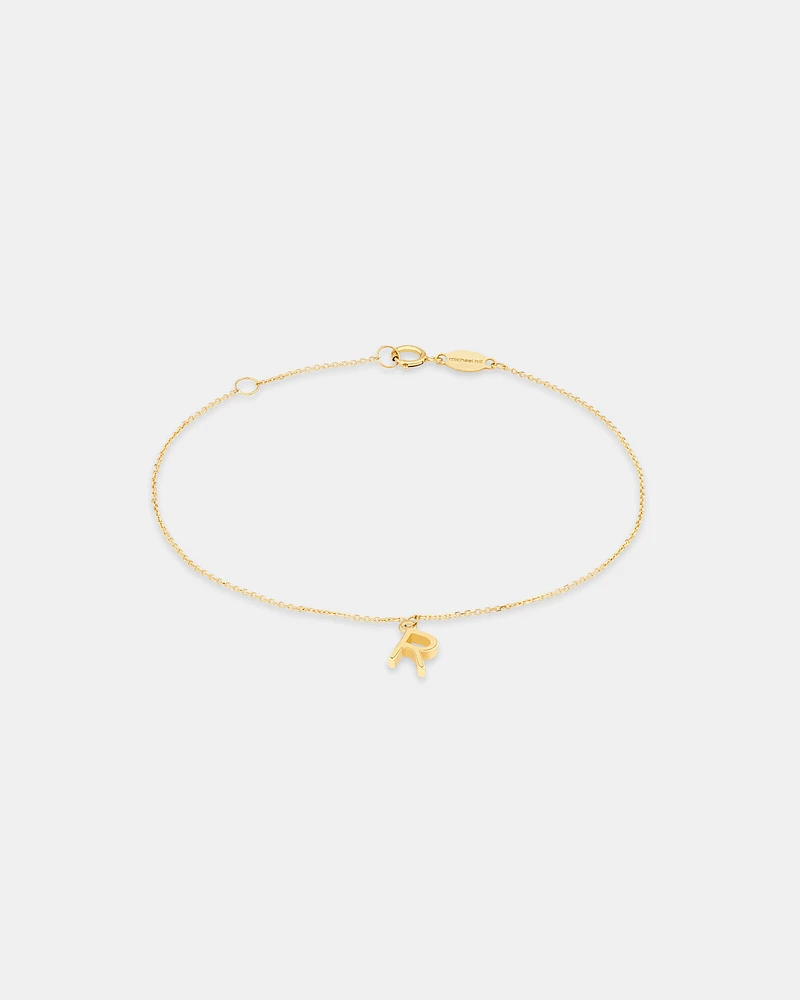 19cm (7.5") C Initial Bracelet in 10kt Yellow Gold