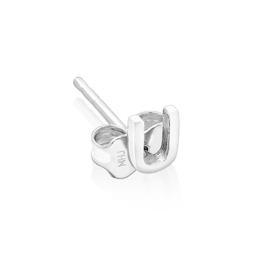 E Initial Single Stud Earring in Sterling Silver