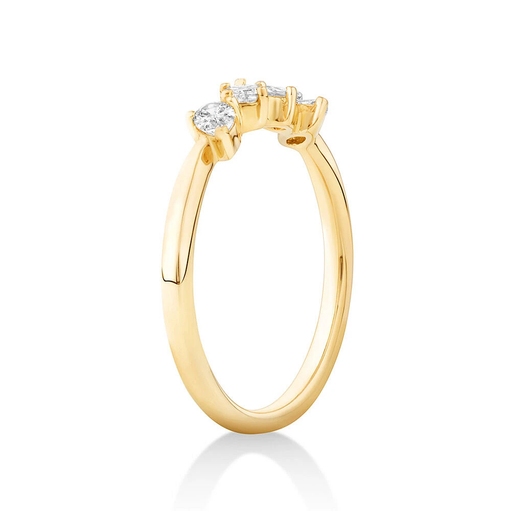 0.40 Carat TW Fancy Cut Laboratory-Grown Diamond Four Stone Ring in 10kt Yellow Gold