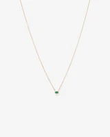 Oval Cut Green Emerald Gemstone and 0.05 Carat TW Diamond Halo Necklace in 10kt Yellow Gold