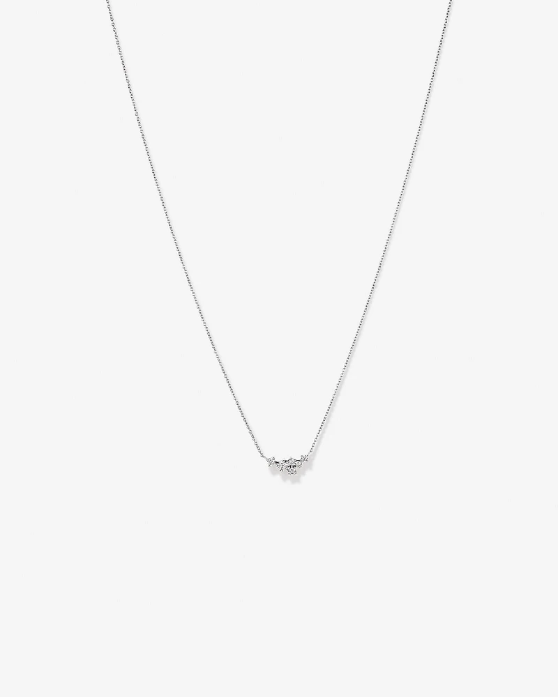 Round Brilliant Cut Cubic Zirconia Cable Chain Necklace in Sterling Silver