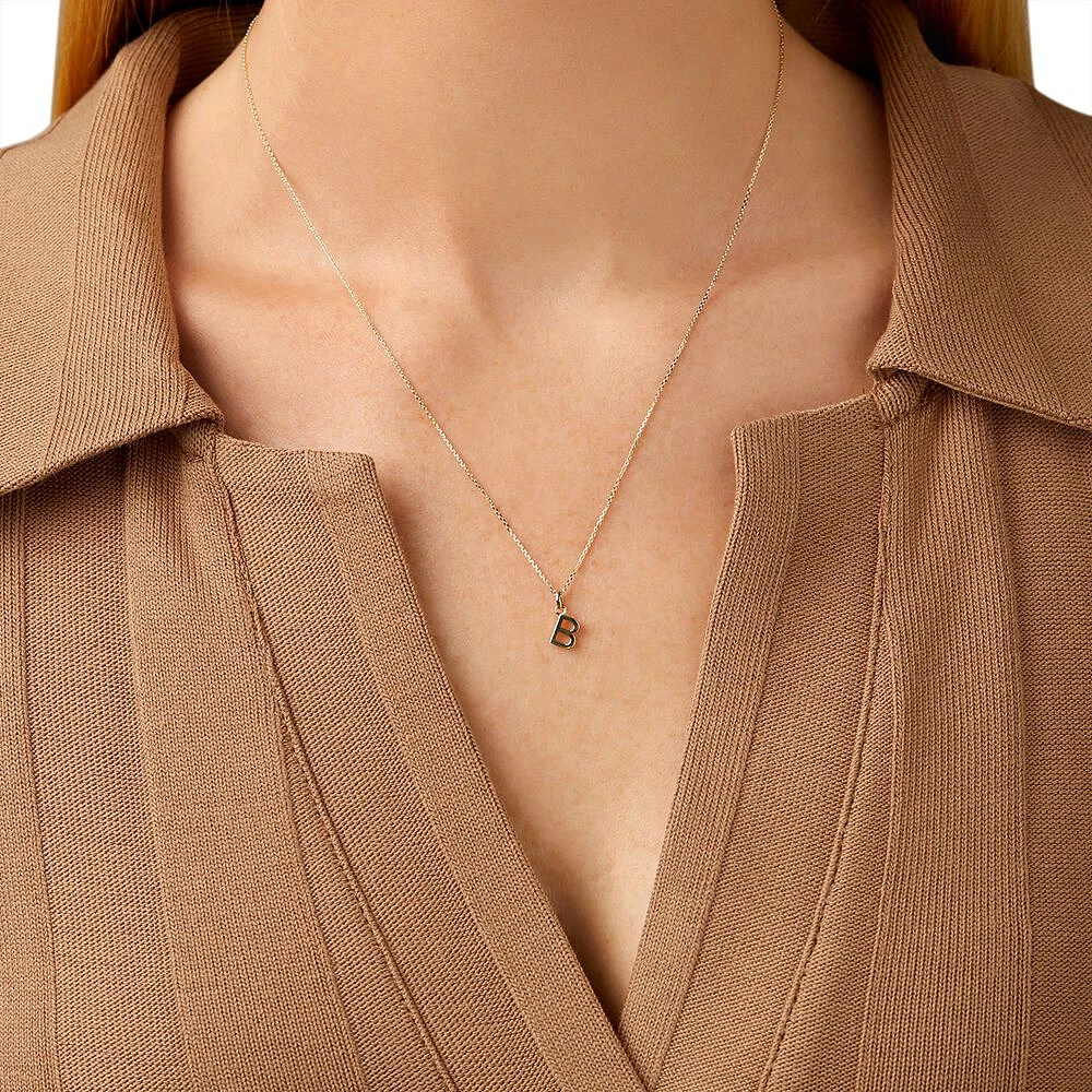 "H" Initial Pendant with Chain in 10kt Yellow Gold