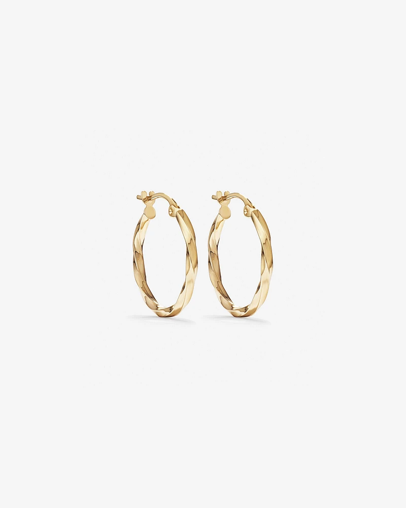 15mm Square Twist Hoop Earrings in 10kt Rose Gold