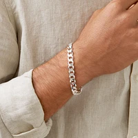 21cm (8.5") 9mm Width Men's Curb Bracelet in Sterling Silver