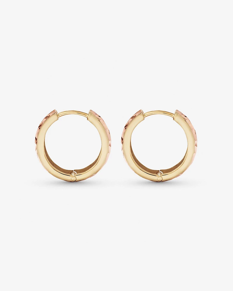 11mm Hoop Earrings in 10kt Yellow, White & Rose Gold