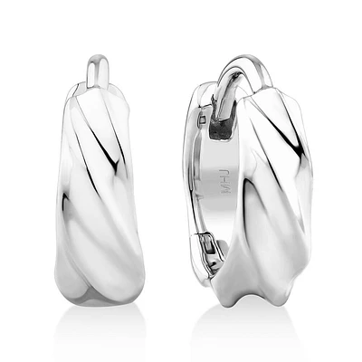 Boucles d'oreilles huggie avec motif torsadé en argent