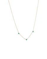 Emerald Trio Station Necklace in 10kt Yellow Gold