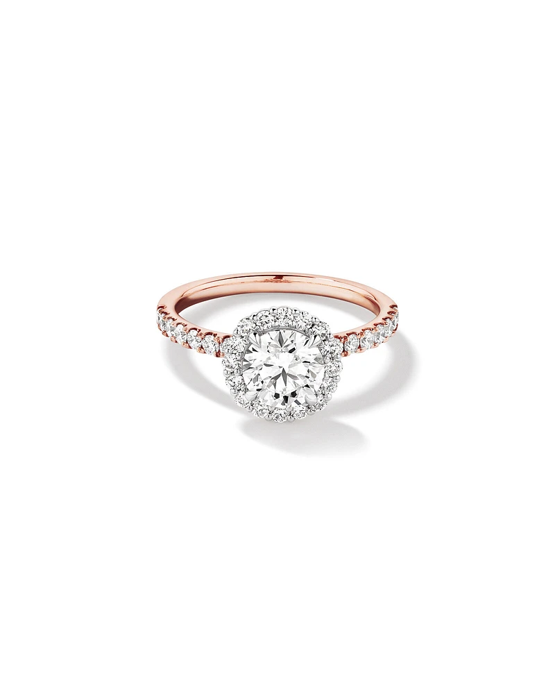 1.79 Carat TW Round Brilliant Laboratory-Grown Diamond Halo Engagemet Ring in 14kt White Gold