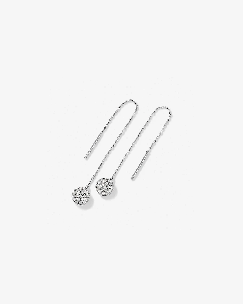 0.33 Carat TW Round Diamond Cluster Threader Earrings in 10kt White Gold