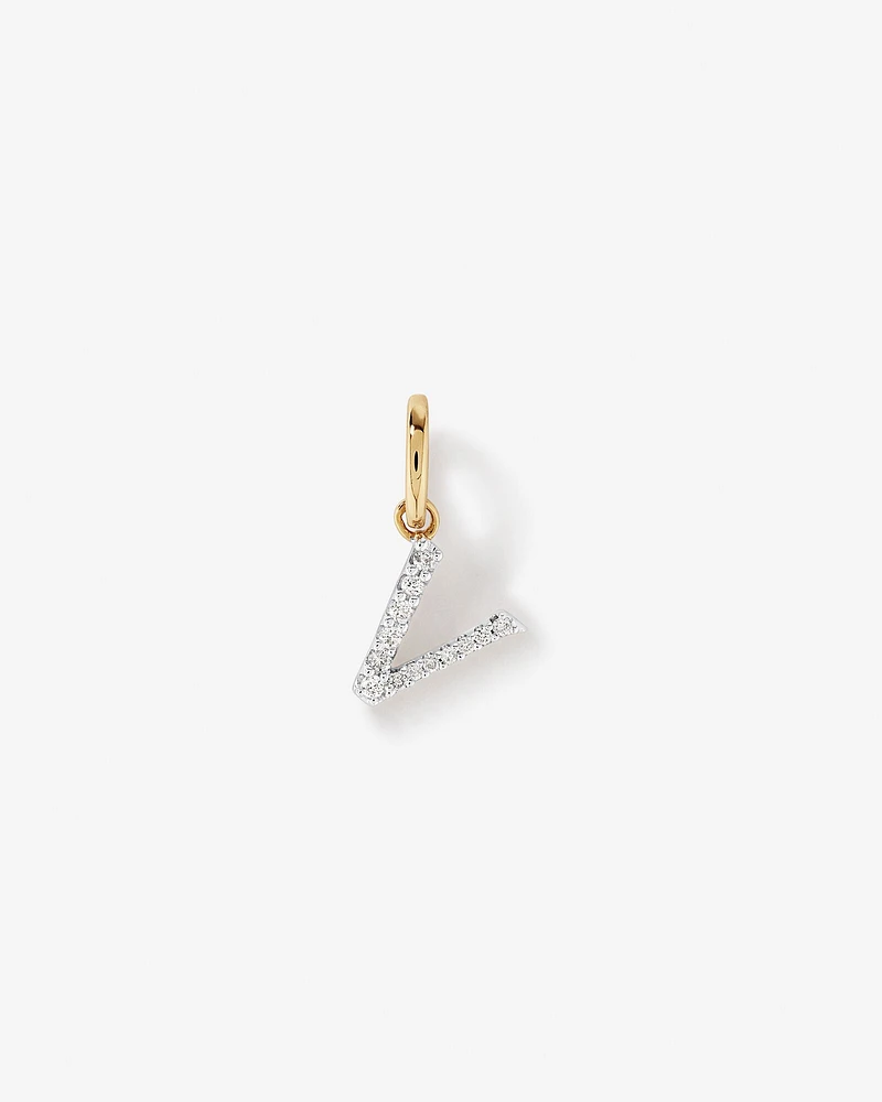 Diamond Letter V Initial Pendant in 10kt Yellow Gold