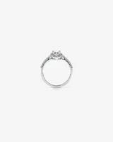 Pear Shaped Cubic Zirconia Halo and Side Accent Ring Sterling Silver