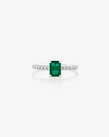 Solitaire Emerald Ring with 0.25 Carat TW of Diamonds in 10kt White Gold