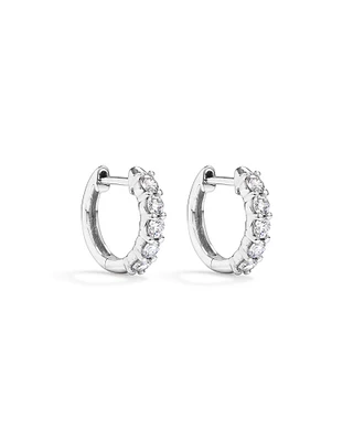 Carat TW Laboratory-Grown Diamond Hoop Earrings Set in 10kt White Gold