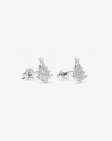 Cubic Zirconia Christmas Tree Stud Earrings in Sterling Silver