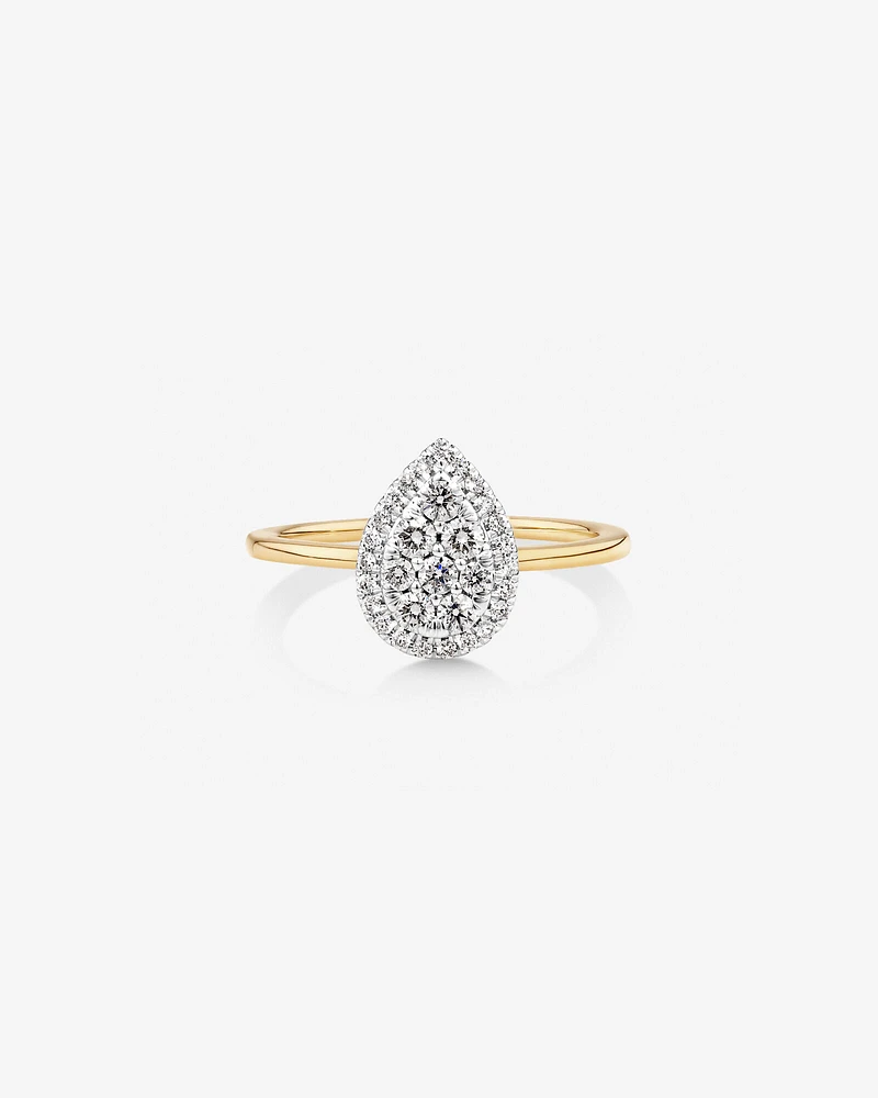 0.40 Carat TW Pear Shape Cluster Laboratory-Grown Diamond Engagement Ring in 10kt Yellow and White Gold