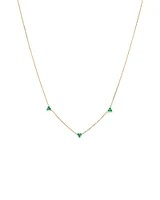 Emerald Trio Station Necklace in 10kt Yellow Gold