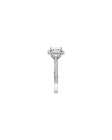 1.65 Carat TW Emerald Cut Diamond Pave Halo Engagement Ring in Platinum