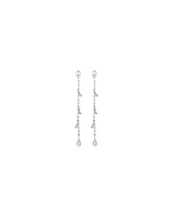 Pear Station Drop Earrings in Sterling Silver