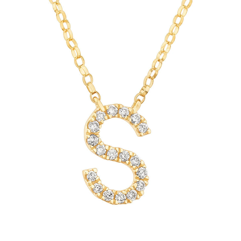"K" Initial Necklace with 0.10 Carat TW of Diamonds in 10kt Yellow Gold