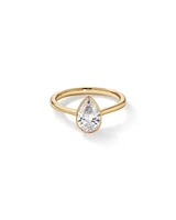 1.25 Carat TW Pear Cut Laboratory-Grown Diamond Solitaire Bezel Set Engagement Ring in 14kt Yellow Gold