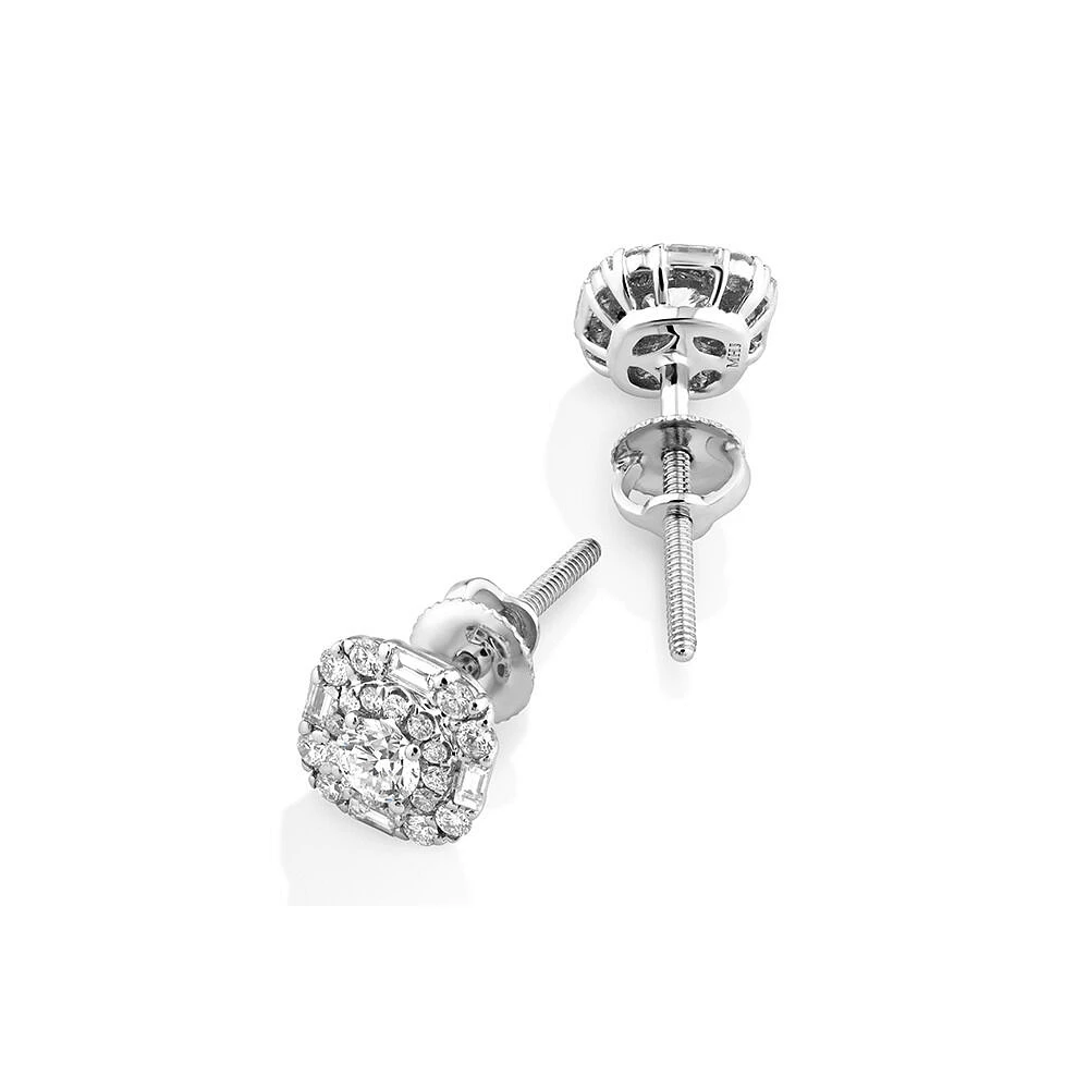 Michael Hill Designer Fashion Art Deco Stud Earrings with 0.45 Carat TW of Diamonds in 18kt White Gold