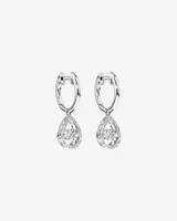 0.36 Carat TW Diamond Halo Everlight Pear Pendant and Huggie Earrings Set in Sterling Silver