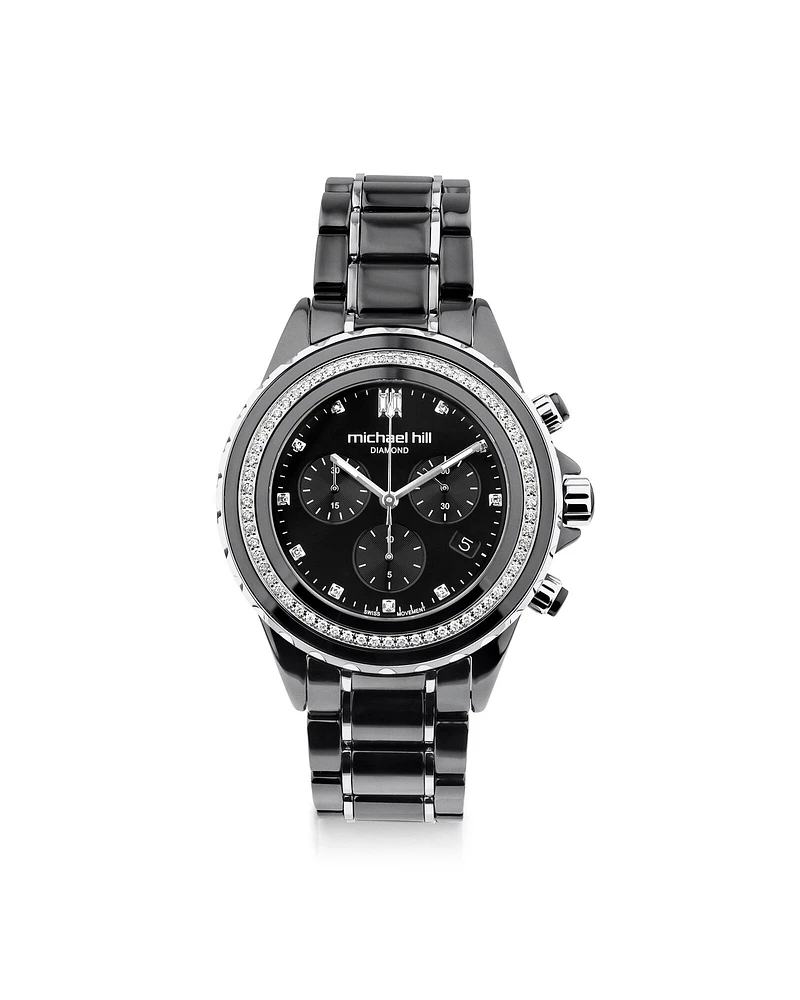 Chronograph Watch with 0.50 Carat TW of Diamonds in Black Ceramic & Gold Tone Stainless Steel