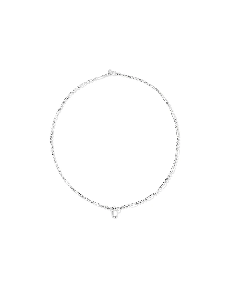 60cm (24") Paperclip 7 and 1 Alternating Open Pendant Chain in Sterling Silver