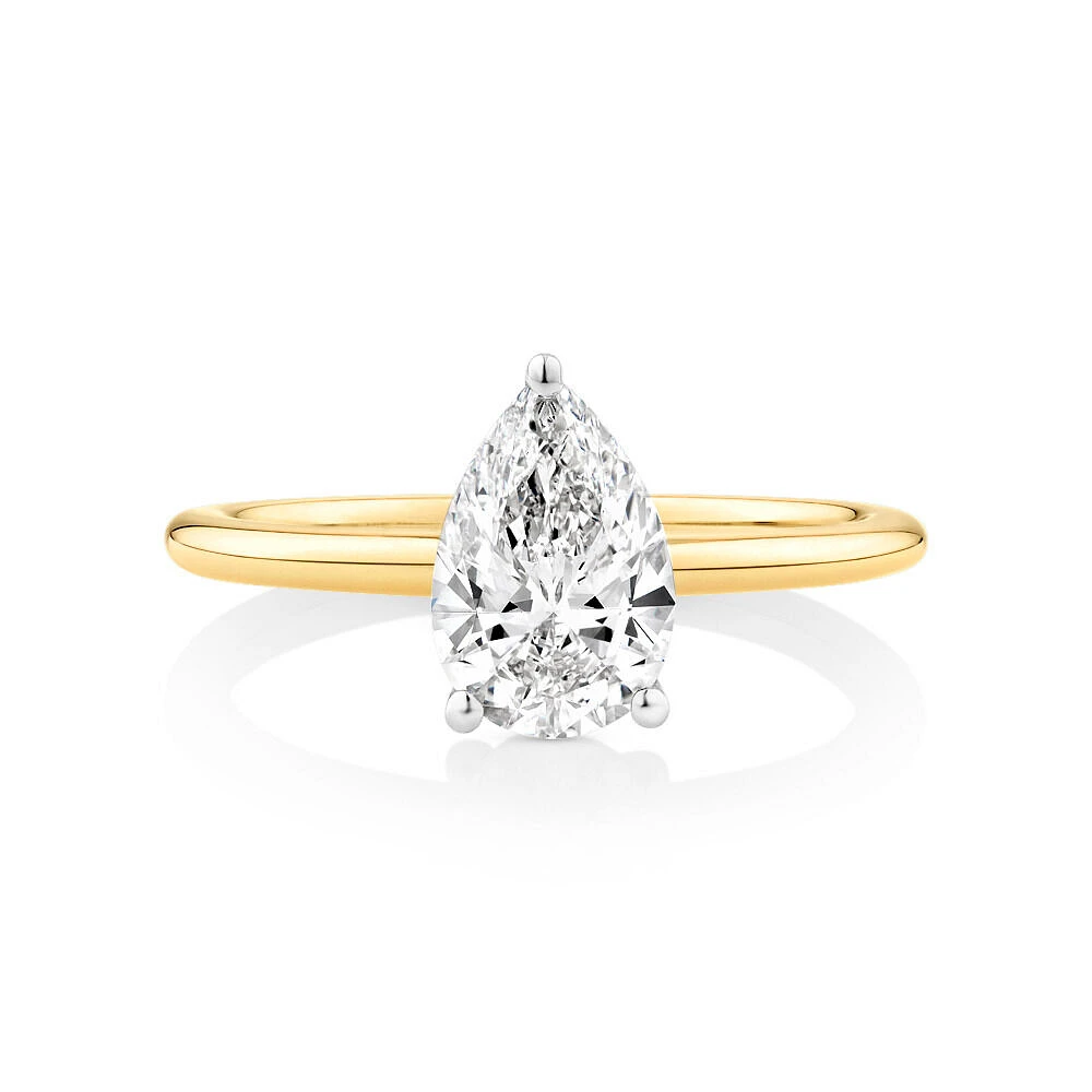 Solitaire Engagement Ring with 1.25 Carat TW of Laboratory-Grown Diamond in 14kt Yellow & White Gold