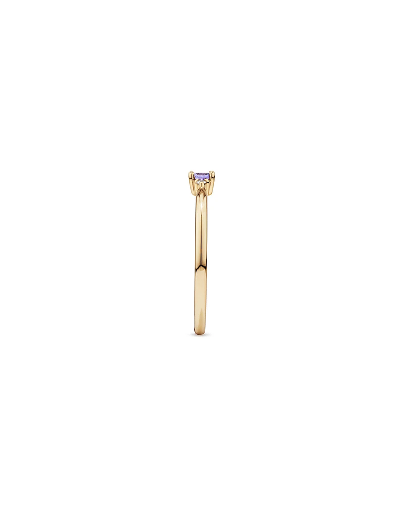 3 Stone Ring with Tanzanite & Diamonds in 10kt Yellow Gold