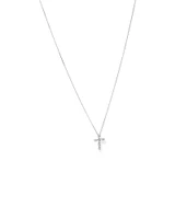 0.34 Carat TW Baguette and Round Brilliant Diamond Cross Pendant in 10kt White Gold