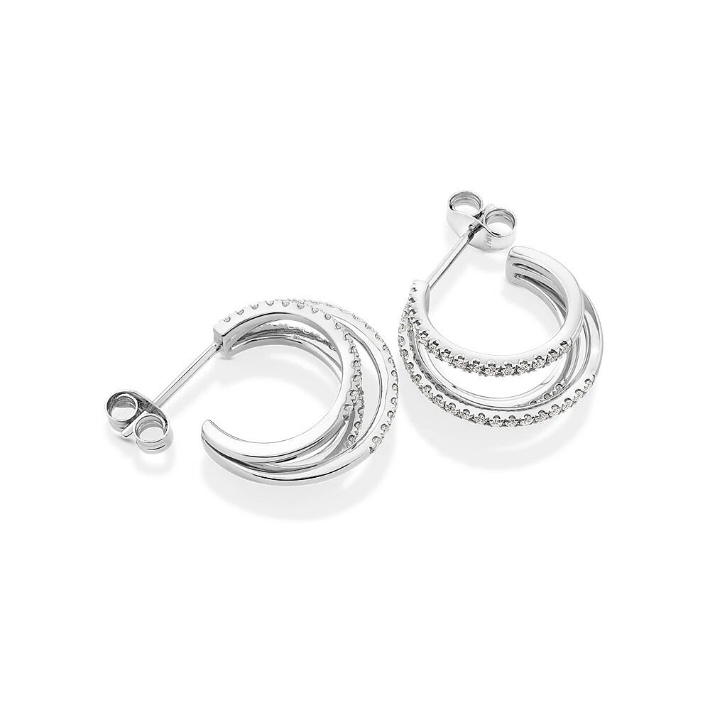 Illusion Hoop Earrings with 0.50 Carat TW of Diamonds in Sterling Silver
