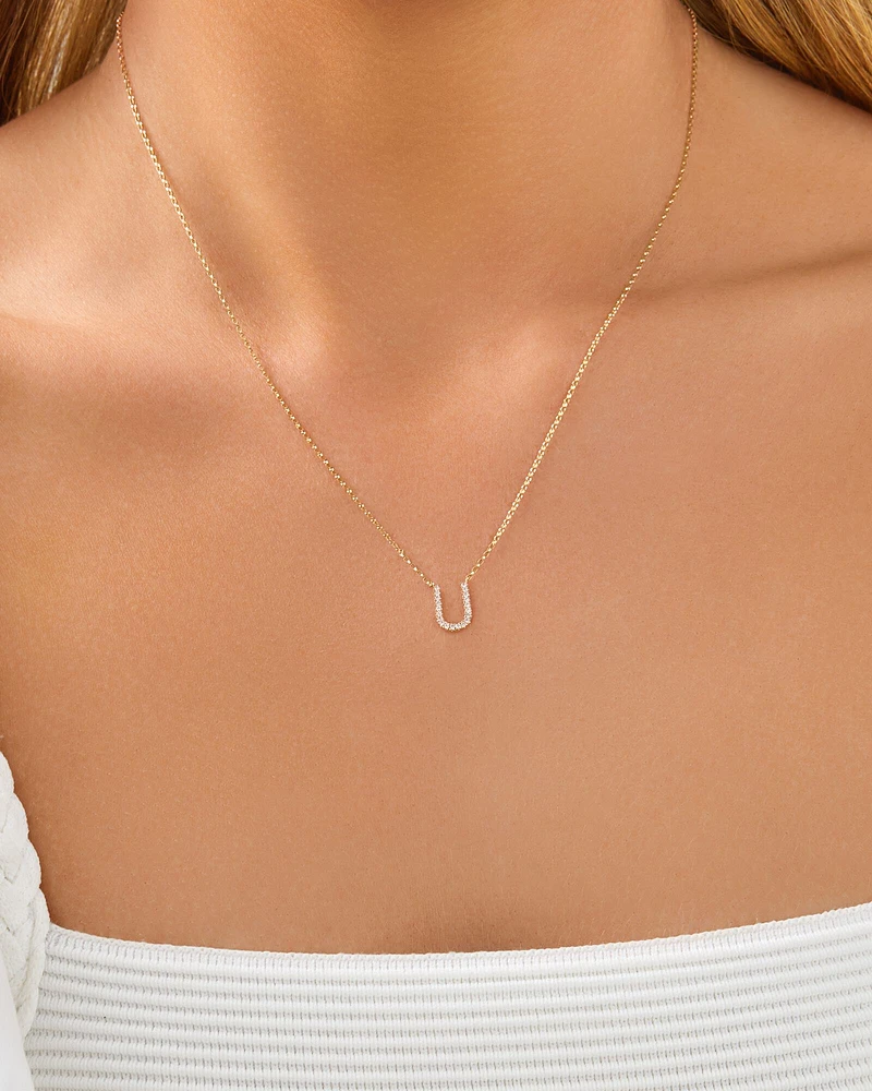 "K" Initial Necklace with 0.10 Carat TW of Diamonds in 10kt Yellow Gold