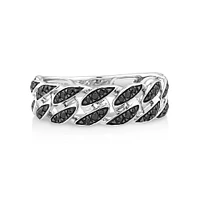 Men's 0.29 Carat TW Black Diamond Chain Link Ring in Sterling Silver