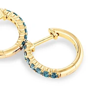 London Blue Topaz Huggie Hoop Earrings in 10kt Yellow gold