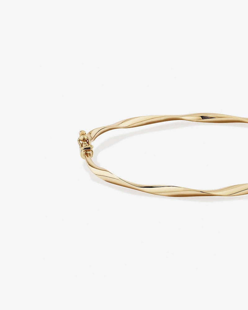 60mm Hollow Twist Bangle In 10kt Yellow Gold