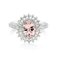 Morganite Lacy Halo Ring with .50TW of Diamonds in 10kt White Gold