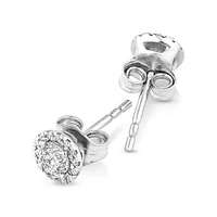 0.44 Carat TW Round Diamond Halo Stud Earrings in 10kt White Gold