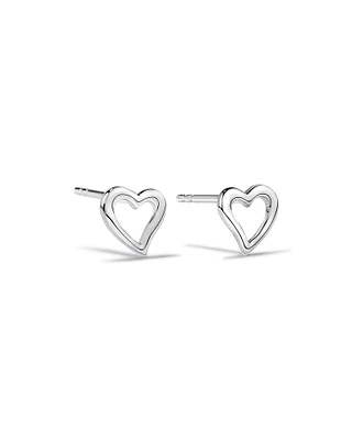 Open Heart Stud Earrings in Sterling Silver